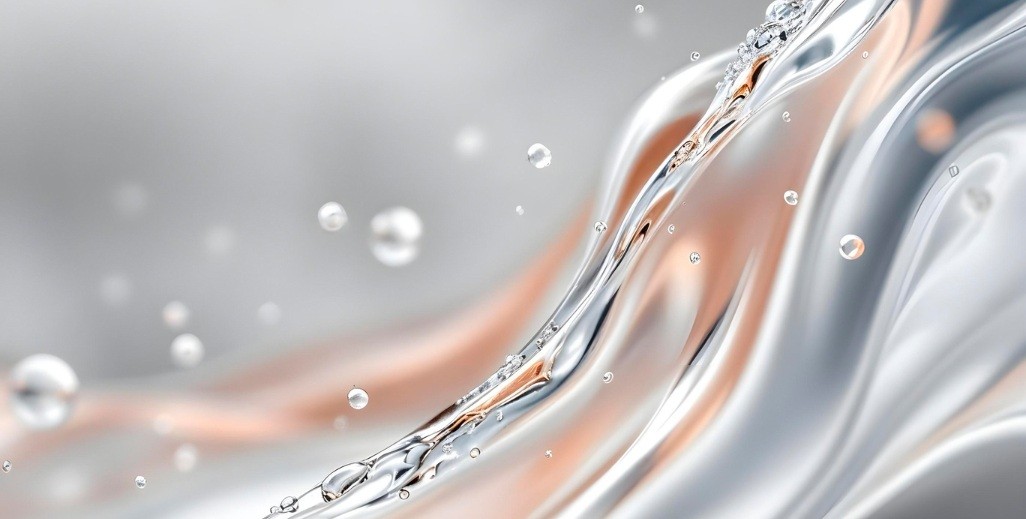 Swirl of silver water with a rose-gold/silver background