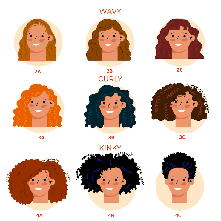 Curly Hair Types - 2A to 4C