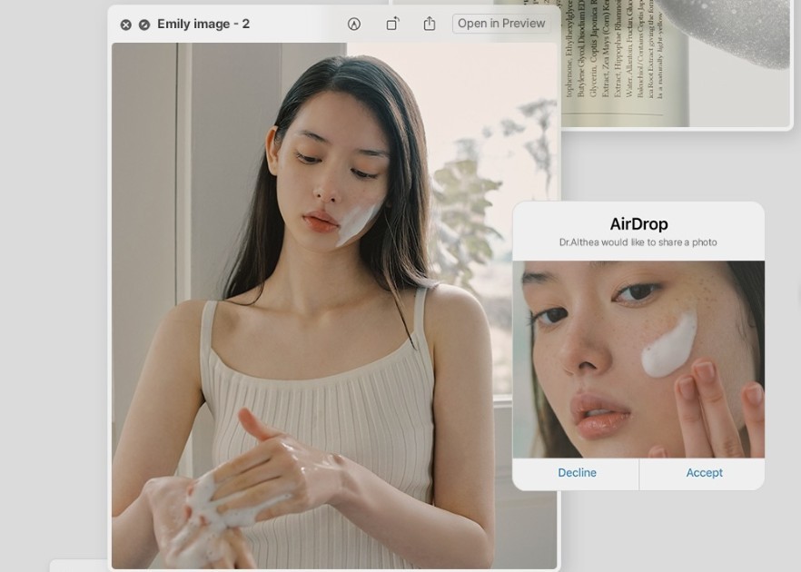 Model using Dr Althea ABC Glow Whipped Serum on Socials