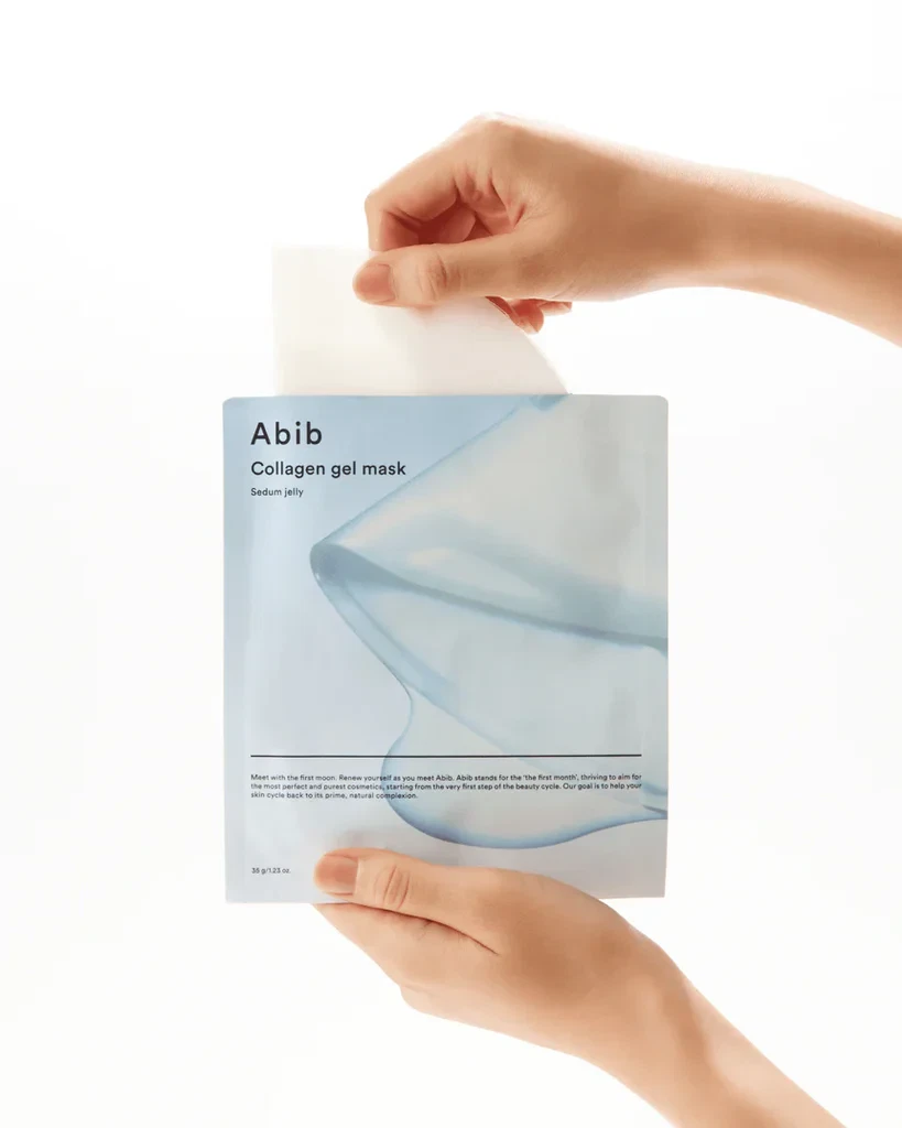Model holding the Abib Collagen Gel Mask