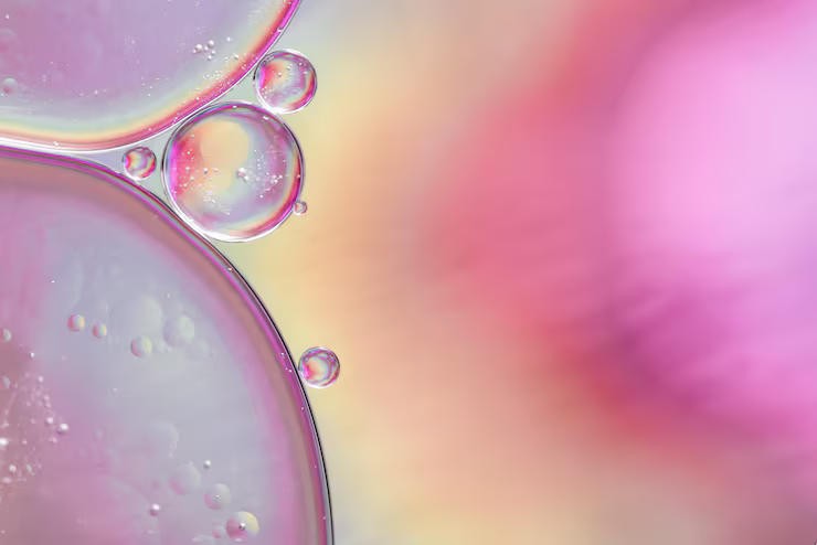 Vibrant iridscent lipids under a microscope