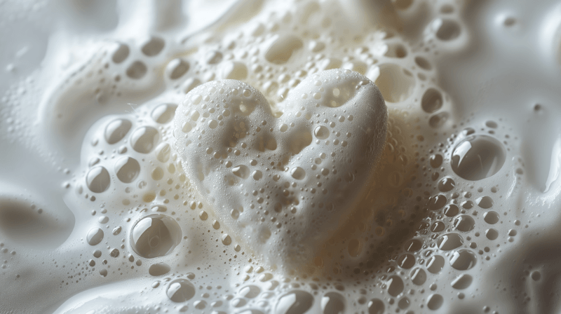 Bubbles in a bath shaped into a symmetrical heart