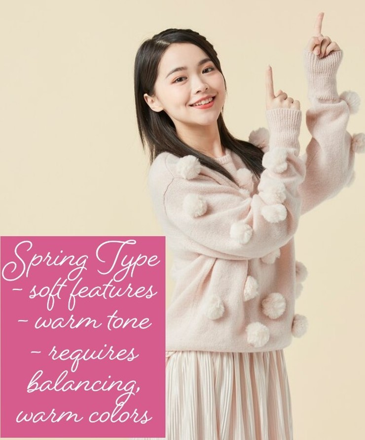 Spring type makeup season - warm tone, soft features