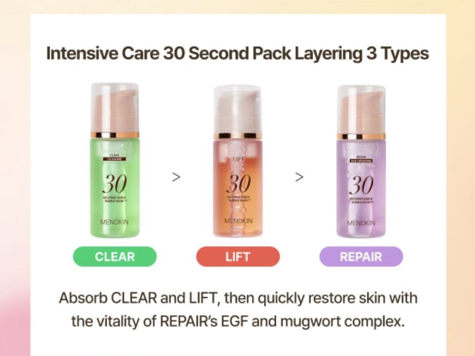 Menokin 30 Seconds Bubble Mask Intensive Care Layering Technique