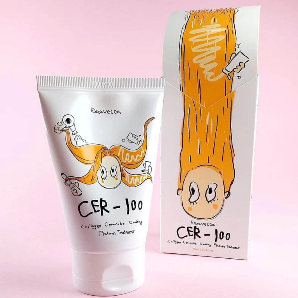 Elizavecca CER-100 Ceramide Protein Treatment with pink background