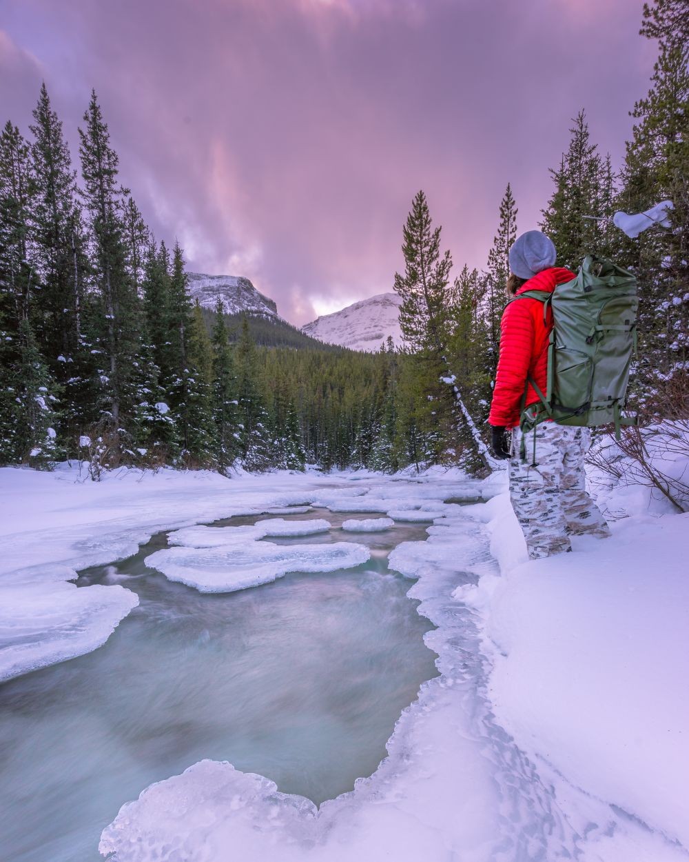 Beautiful twilight sky over a wintry river