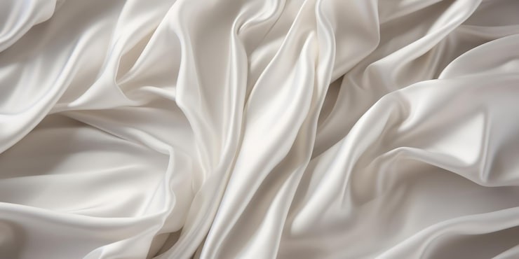 Soft pile of white silk material in dim lighting