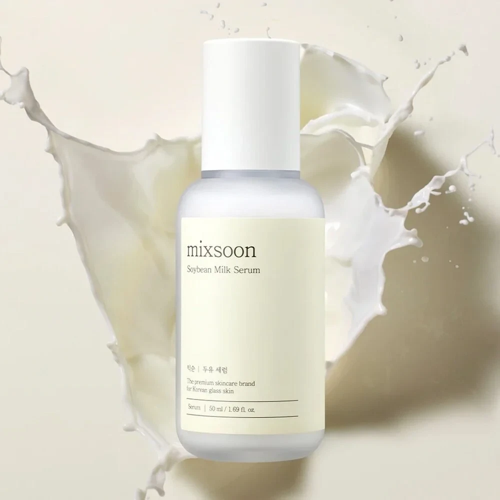 Mixsoon Soybean Milk Serum splashing into a bath of creamy soy milk
