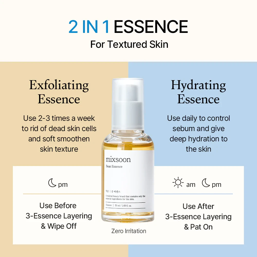 How to Use Mixsoon Bean Essence Day routine and Night Routine Comparison