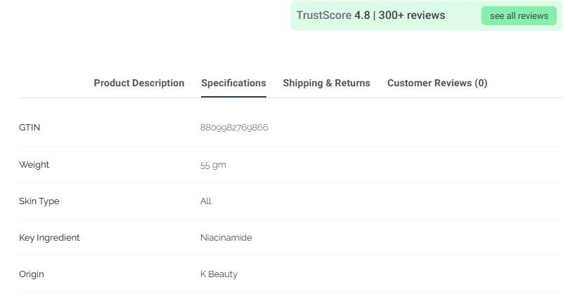 Snapshot of Arktastic Website showing item GTIN to match product GTIN